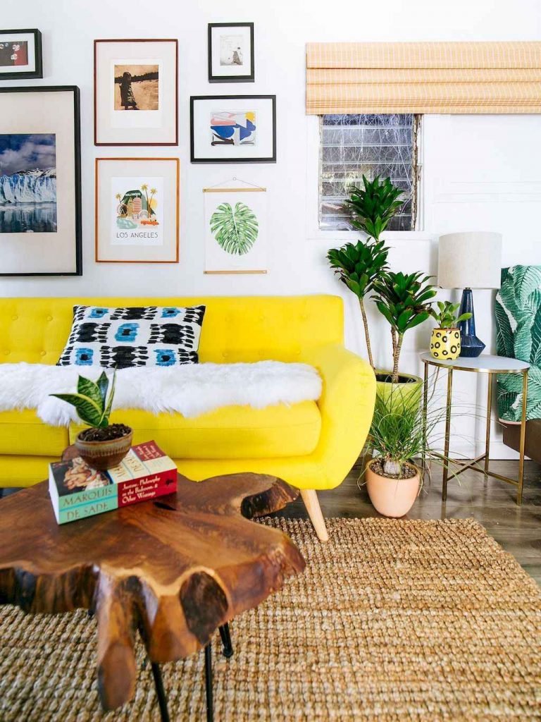 sofá amarelo para sala de estar