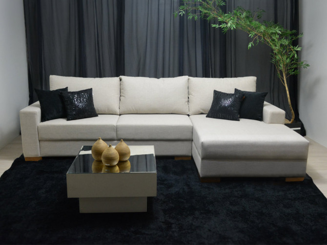sofá com chaise branco
