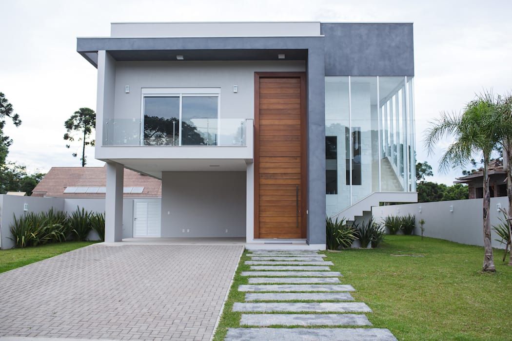 fachada moderna de casa com caminho de pedra