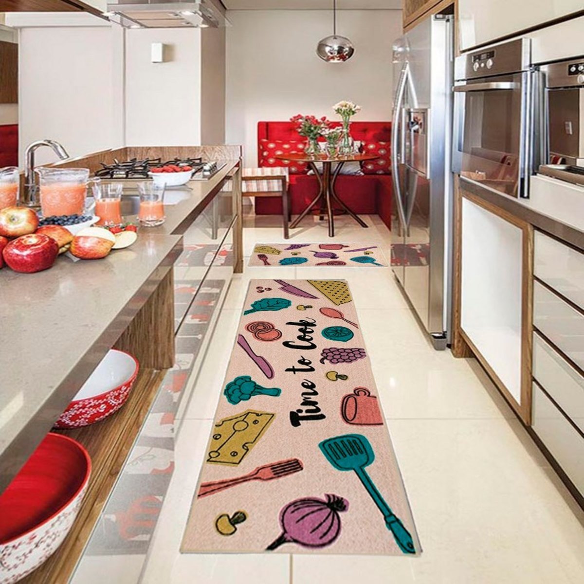 passadeira colorida em cozinha