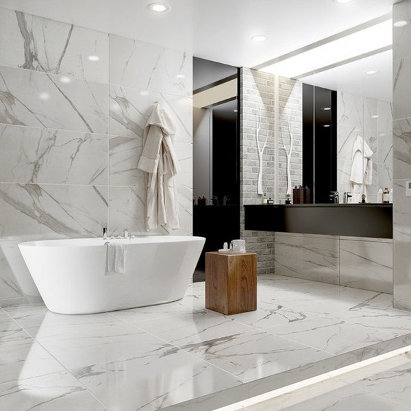 banheiro de mármore branco