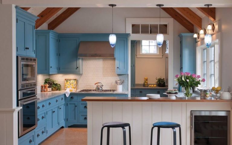 móveis de cozinha azuis