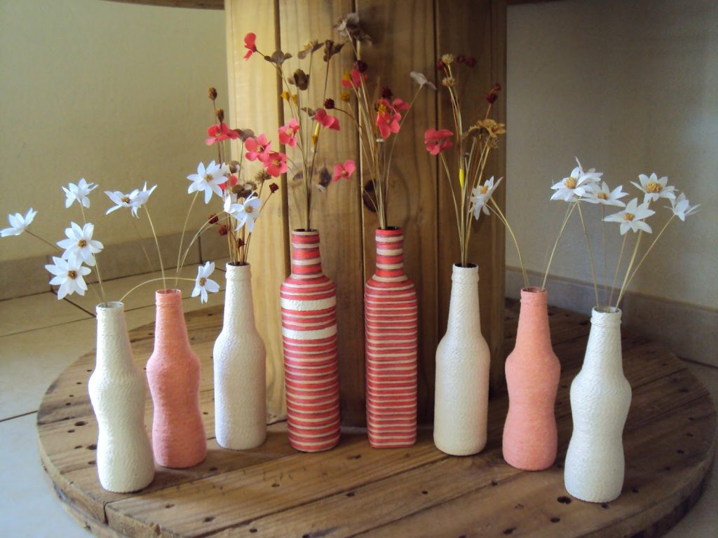 garrafas de vidro na decoração
