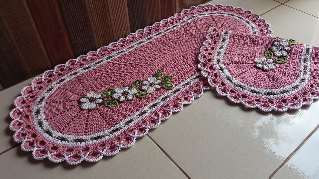 passadeira de crochê rosa