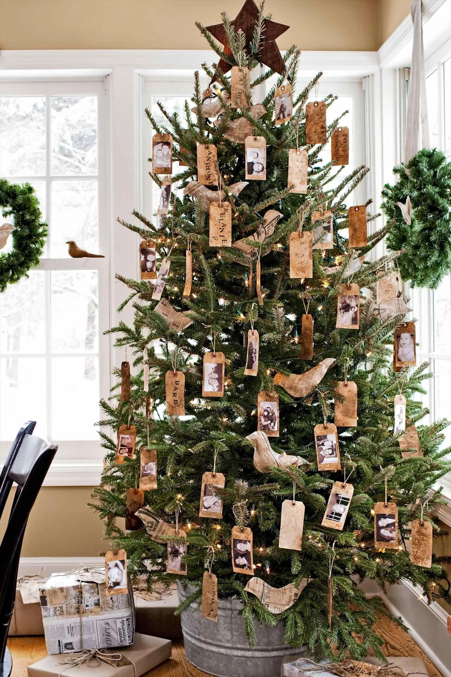 fotos na decoração de árvore de natal