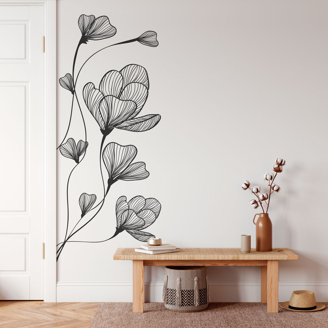 adesivo de parede de flor