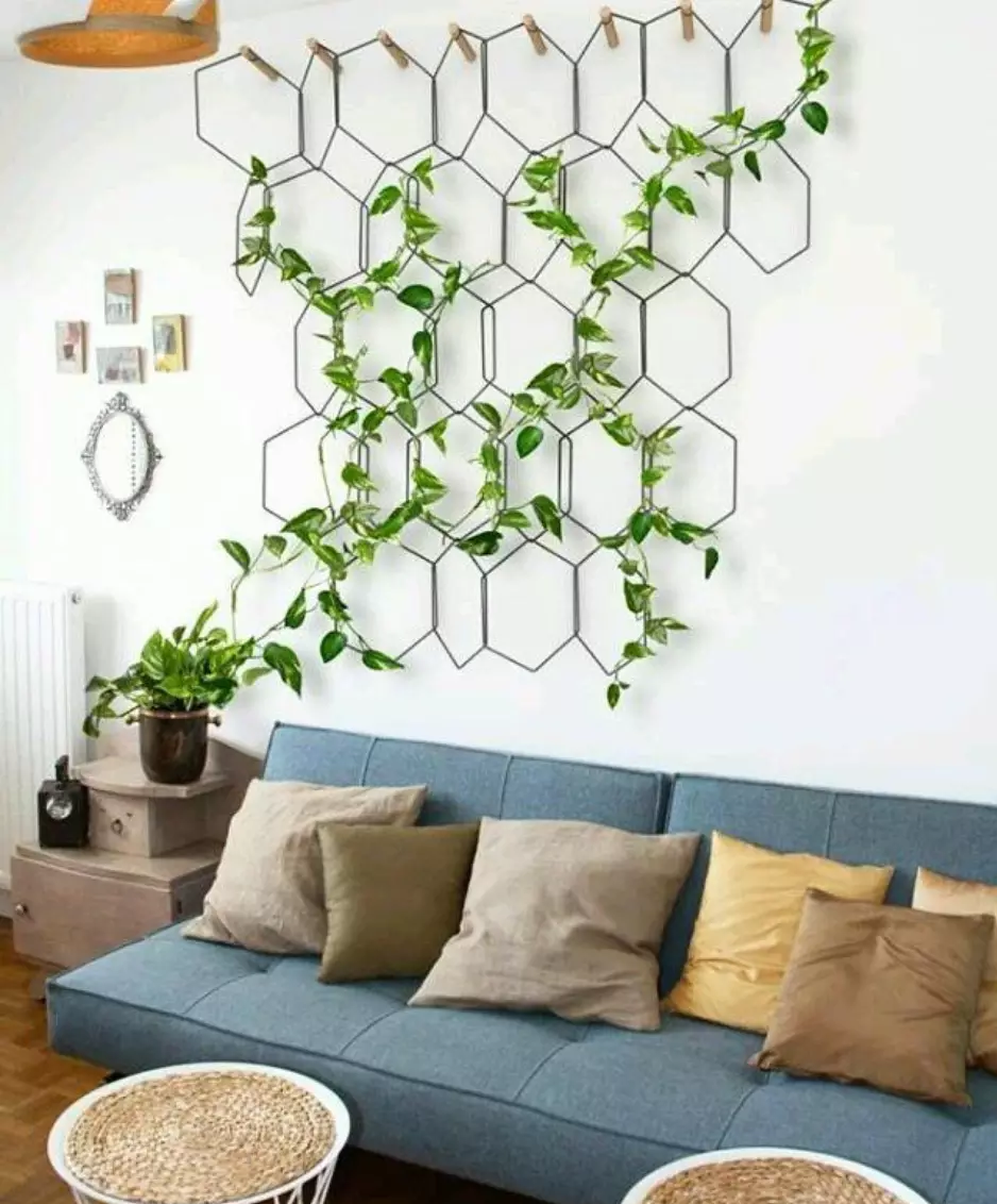 plantas na decoração de parede vazia