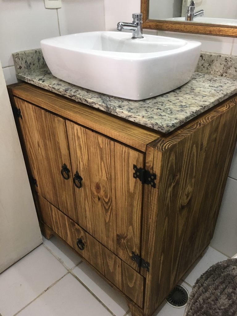 gabinete rústico para banheiro