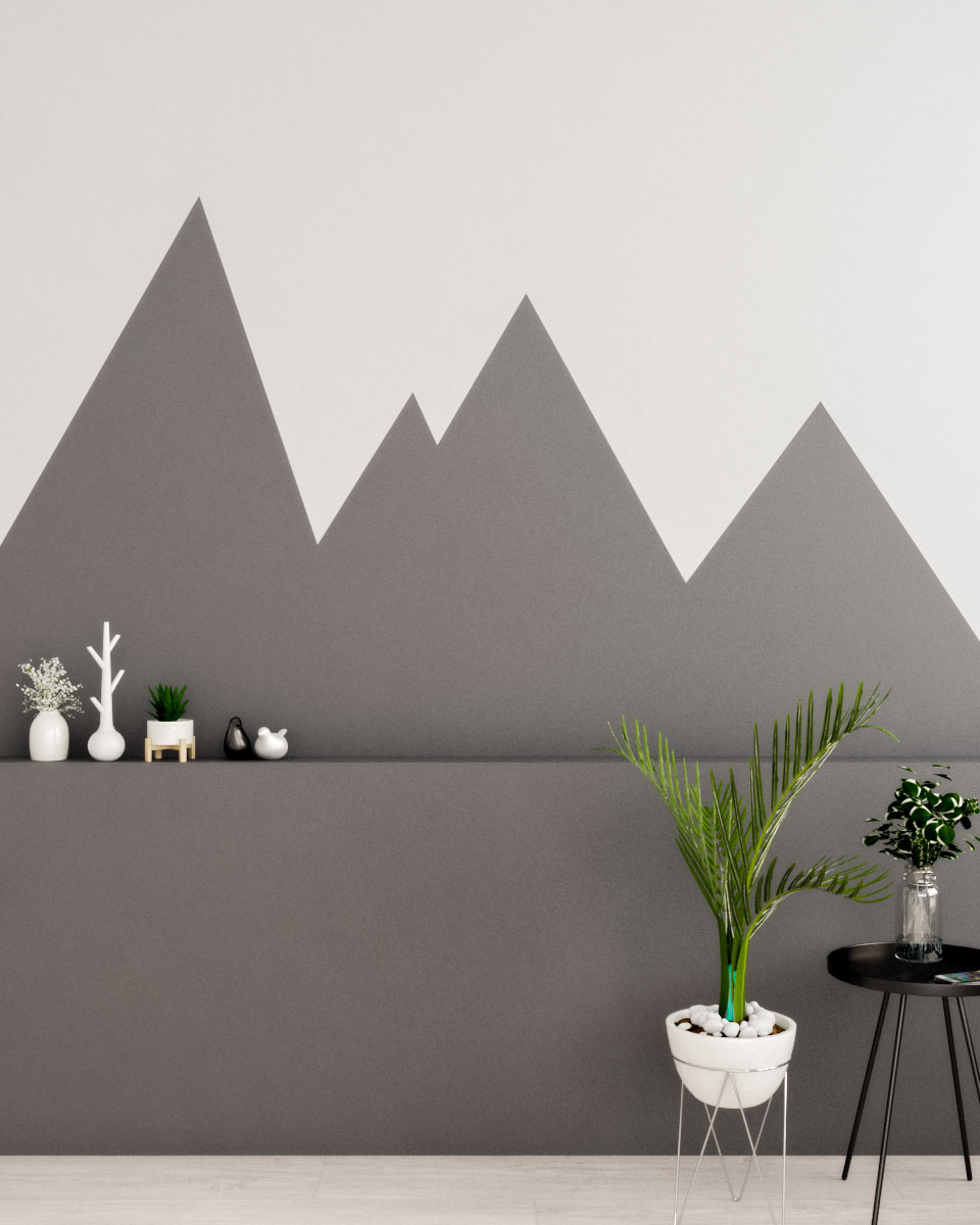 pintura geométrica de montanhas na parede