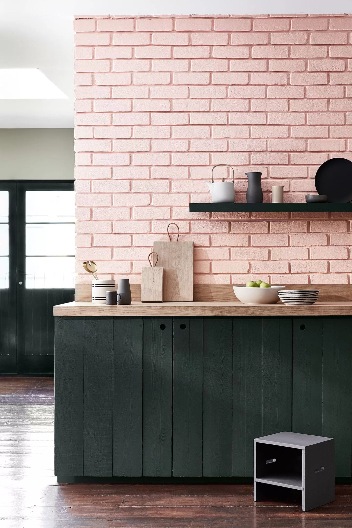 revestimento brick rosa em cozinha