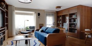 sala de estar e home office integrados
