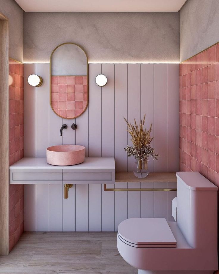 banheiro rosa e roxo