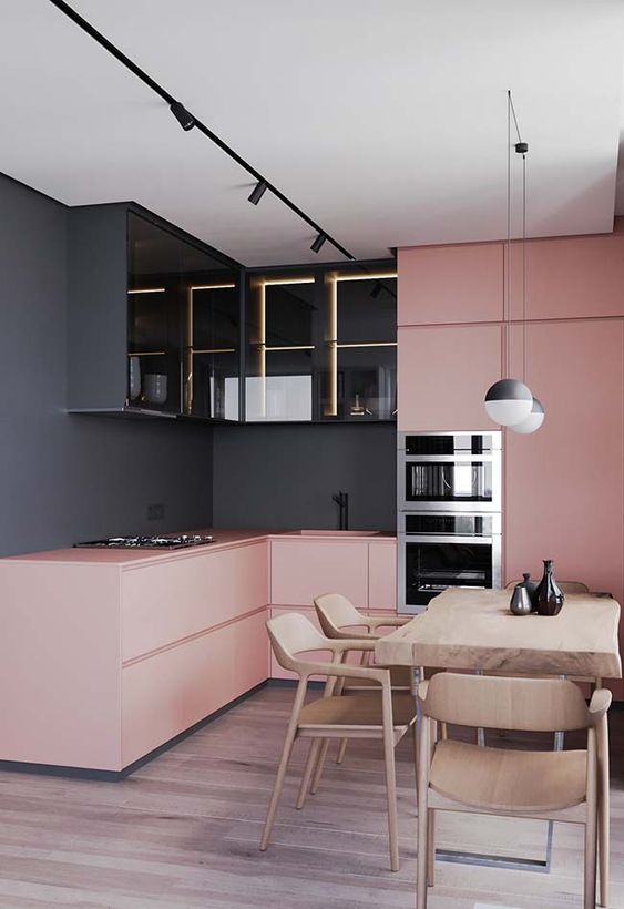 cozinha rosa e azul