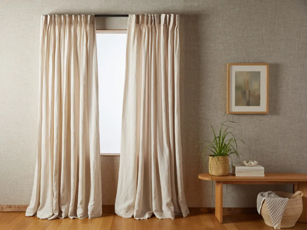 cortina neutra de tecido sustentável