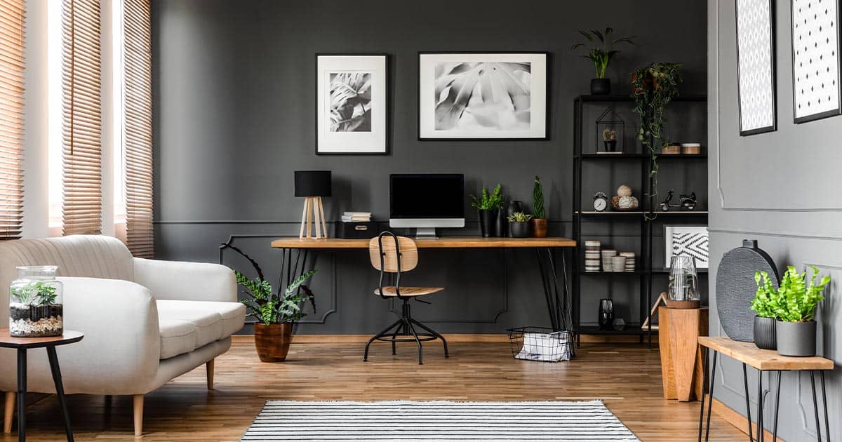 espaço para home office com sofá