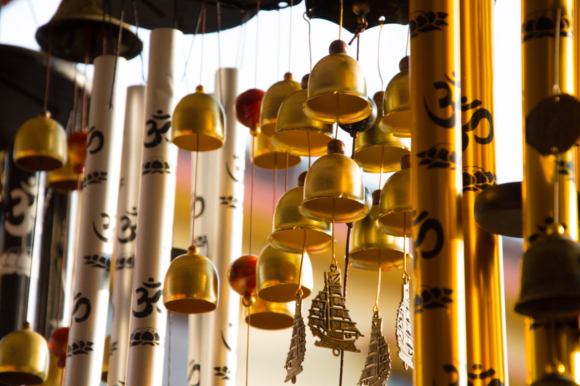 several wind chimes