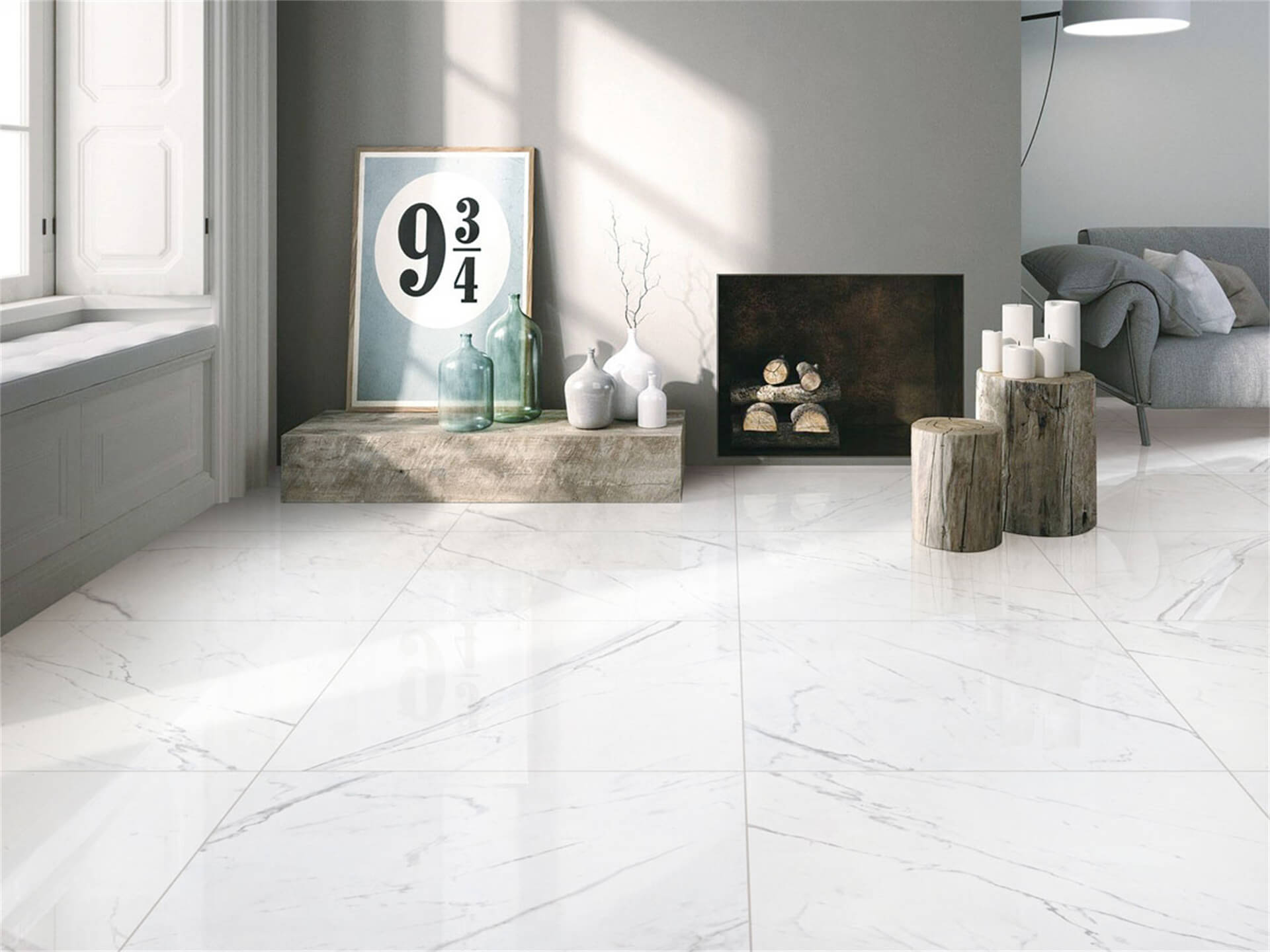 piso de mármore em espaço minimalista