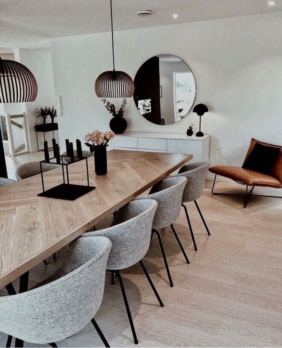 sala de jantar minimalista com aparador