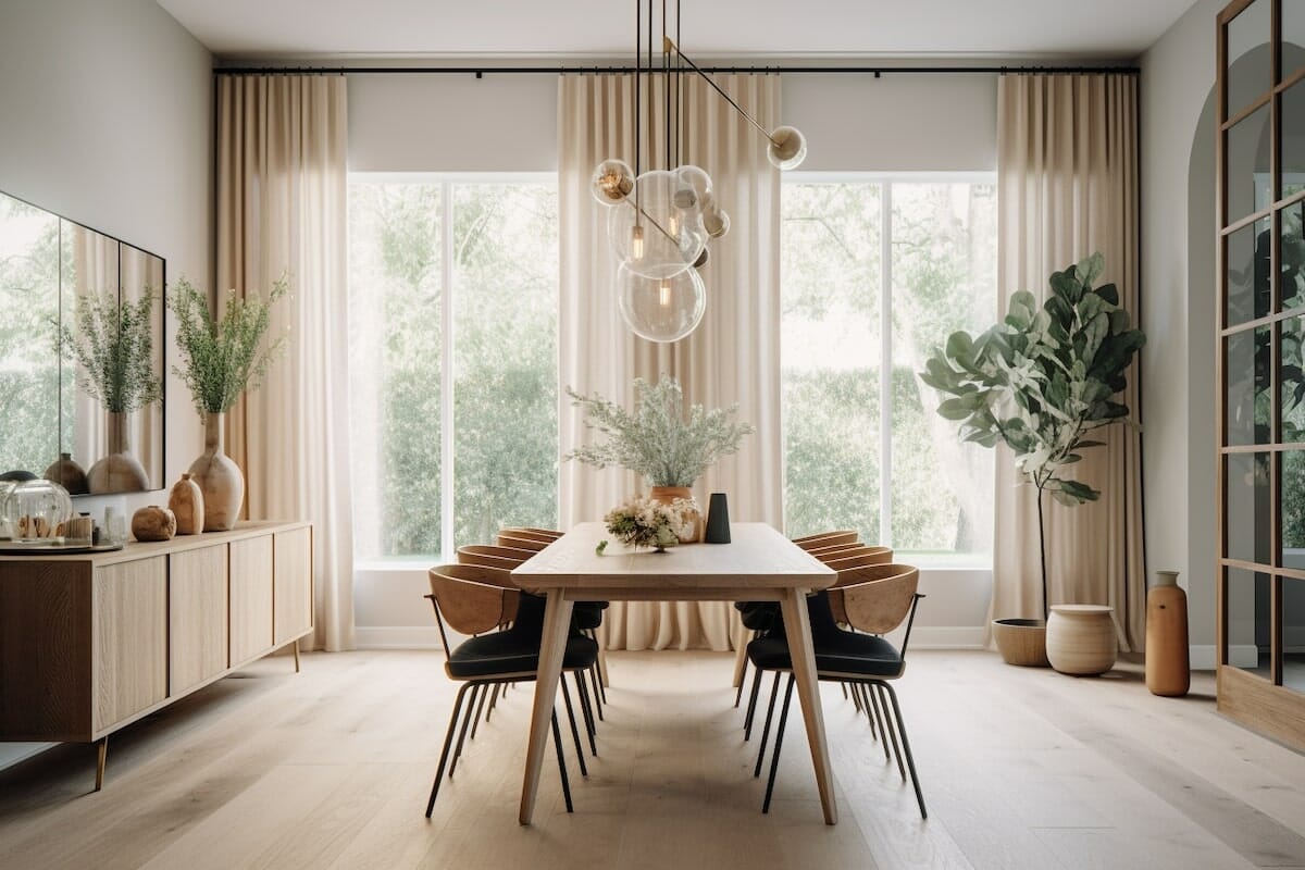 sala de jantar moderna em estilo escandinavo