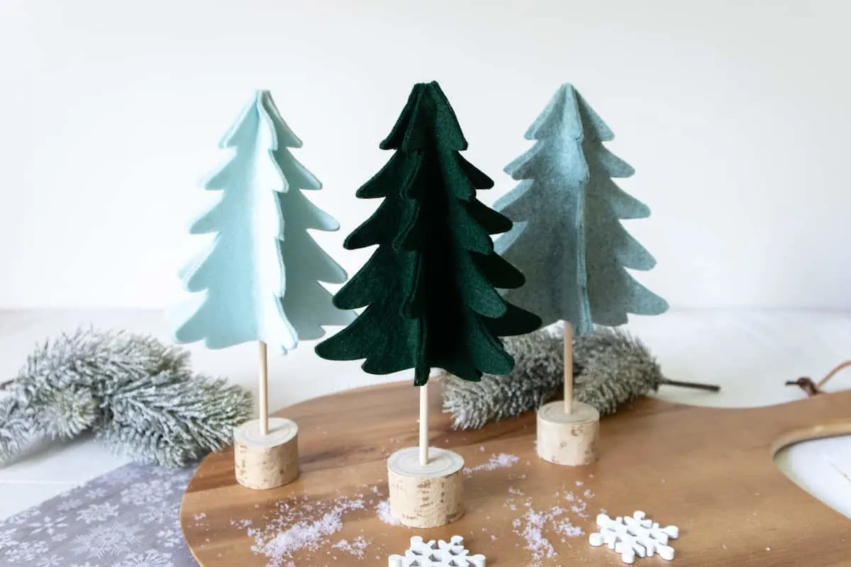 árvores de natal miniaturas de feltro