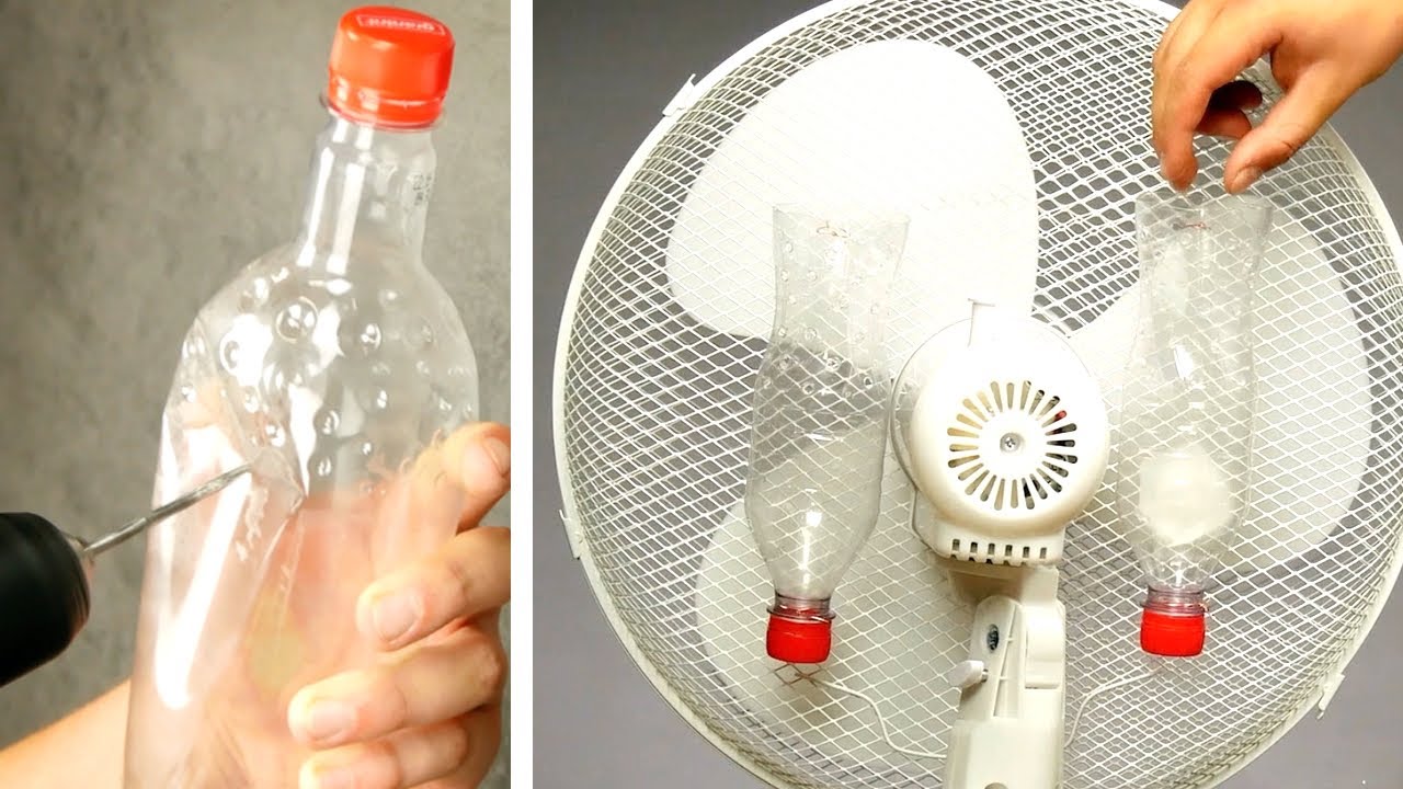 garrafas pet em ventilador para refrescar