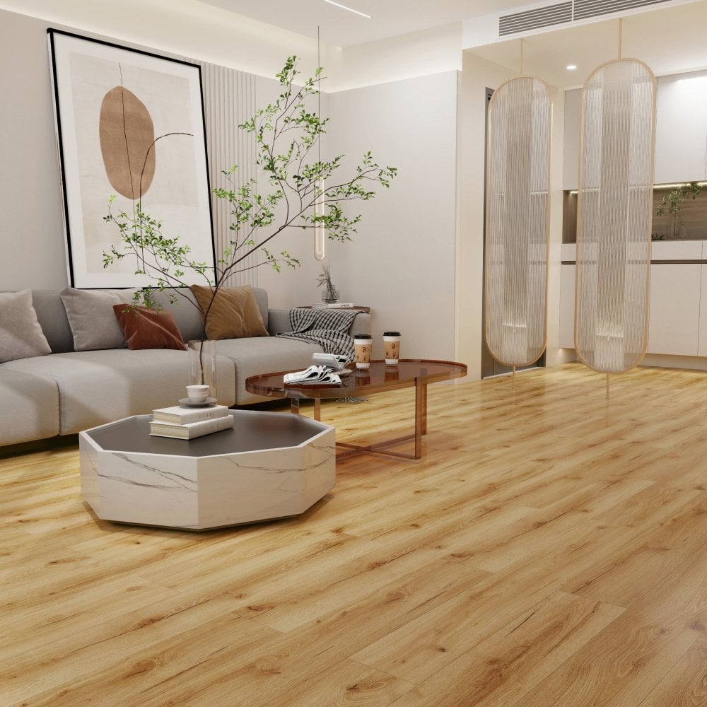 sala de estar moderna com piso vinílico
