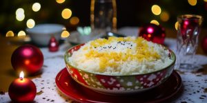 arroz colorido para o natal