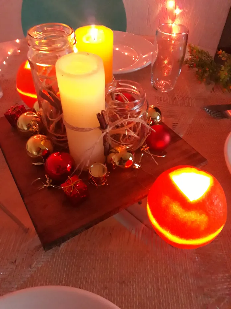 decoração de mesa de natal simples