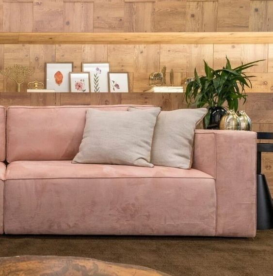 sofa em suede rosa