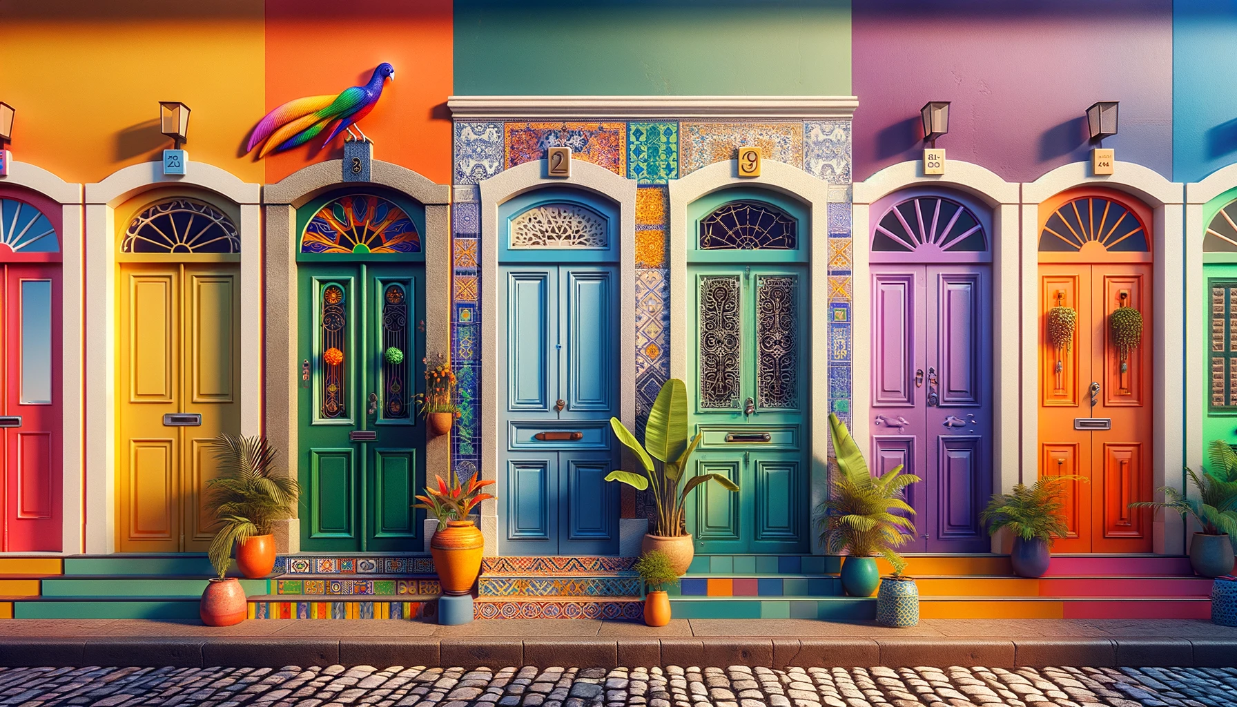 portas de entrada de várias cores