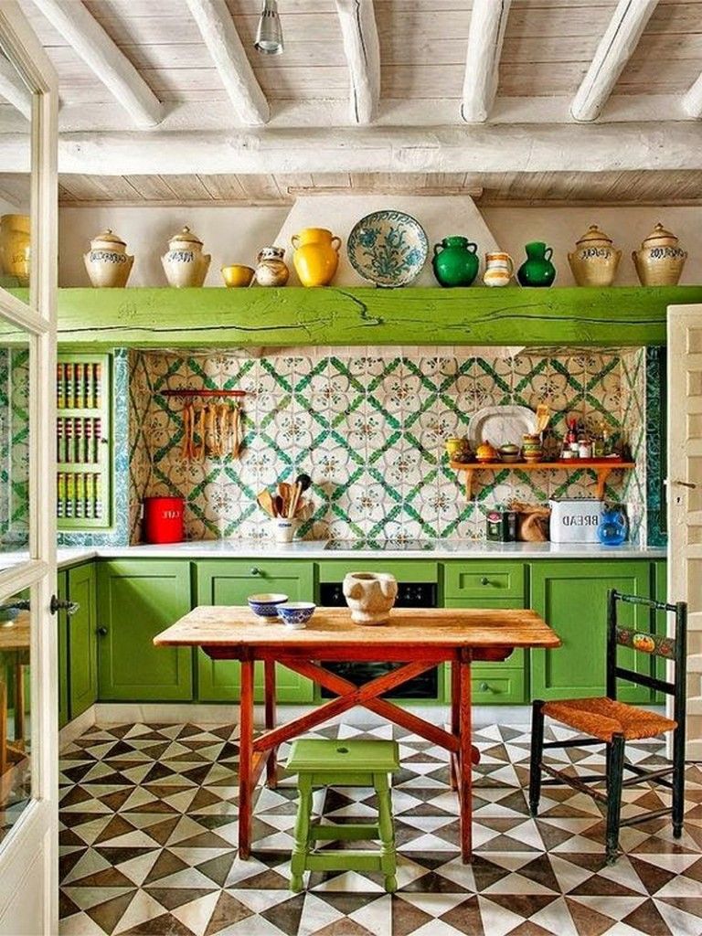 cozinha eclética colorida