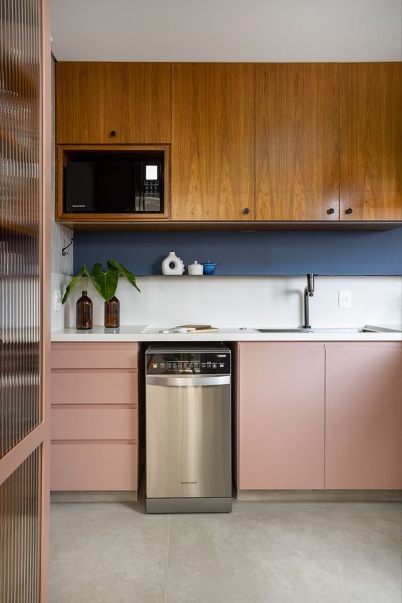 cozinha rosa e azul