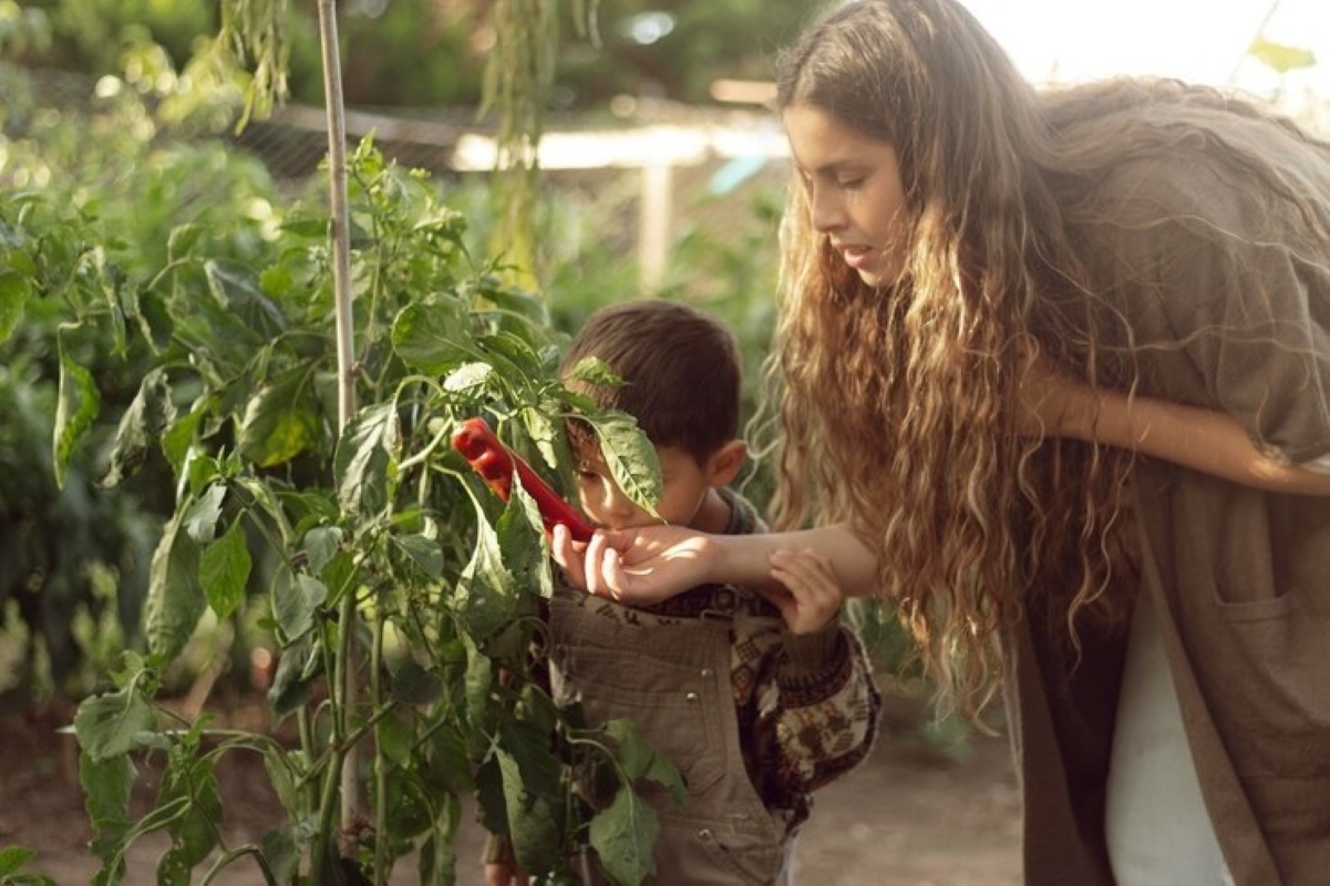 Mulher mostra pimenta para menino (Foto: Freepik)