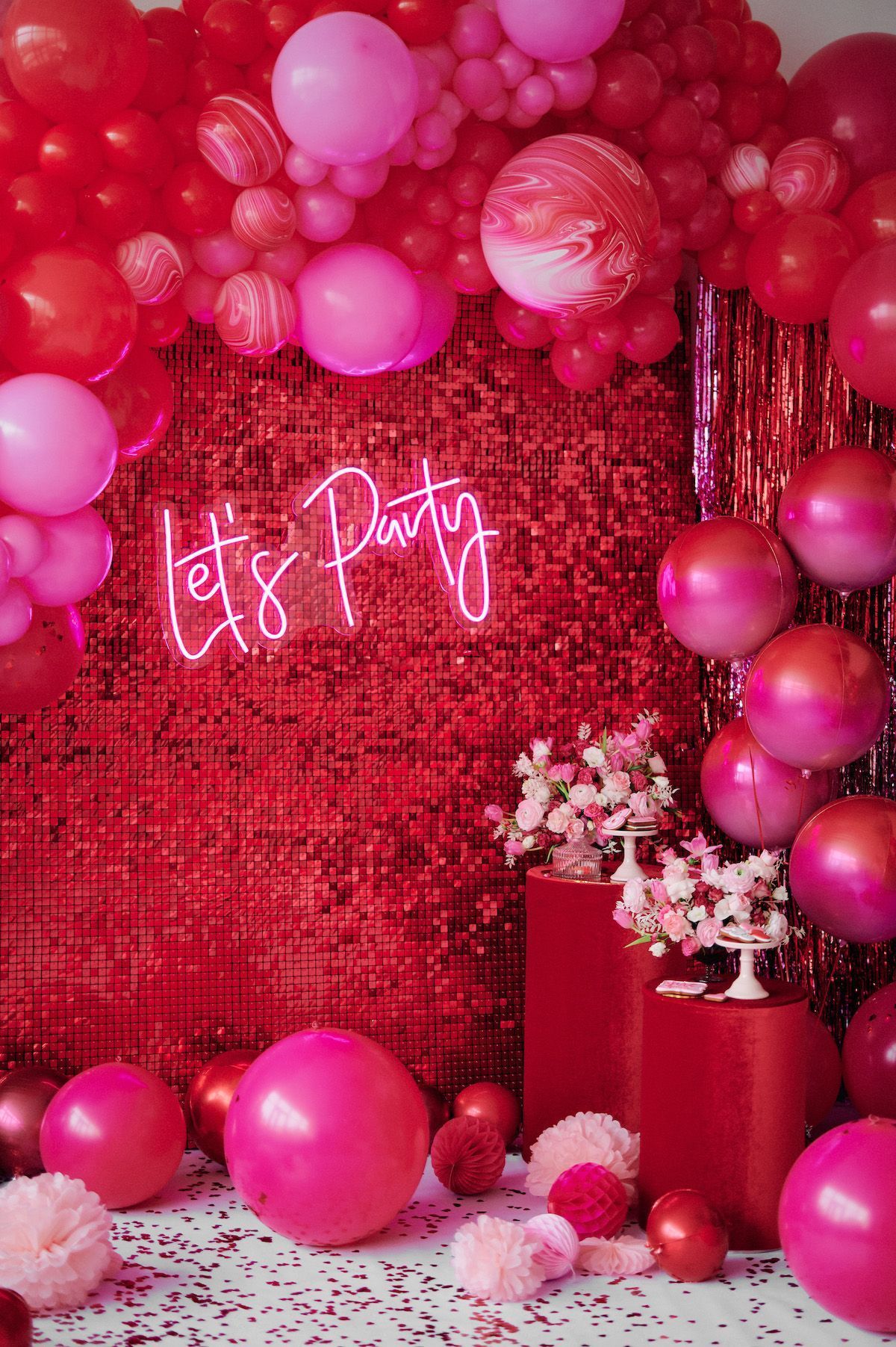decoração cor-de-rosa para festa de aniversário feminino