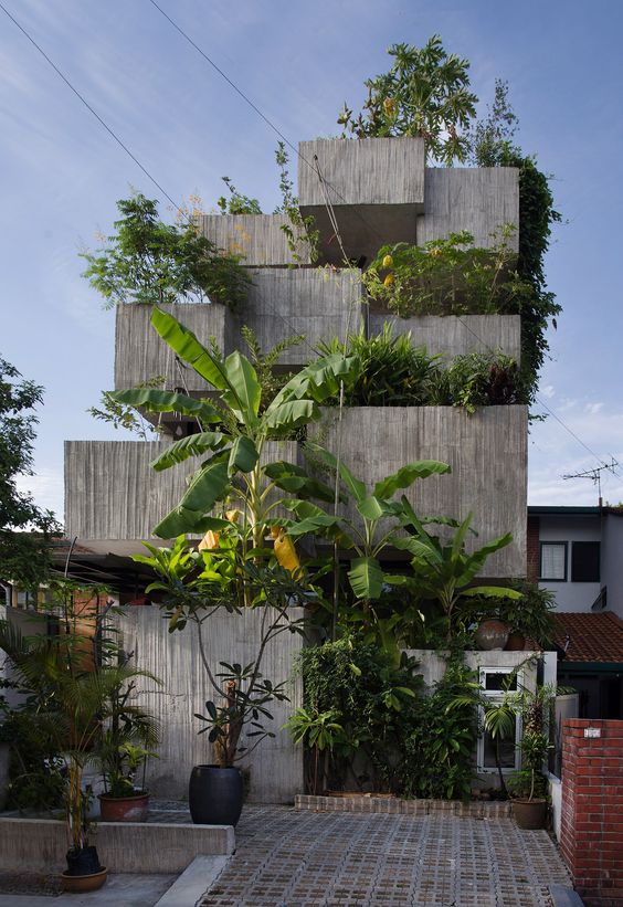 edificio concreto e plantas